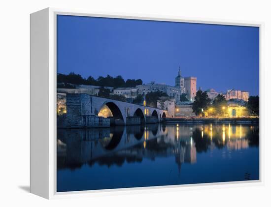 France, Avignon, Cityscape, Pont St. Benezet, Palais De Papes, Evening-Thonig-Framed Premier Image Canvas