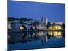 France, Avignon, Cityscape, Pont St. Benezet, Palais De Papes, Evening-Thonig-Mounted Photographic Print