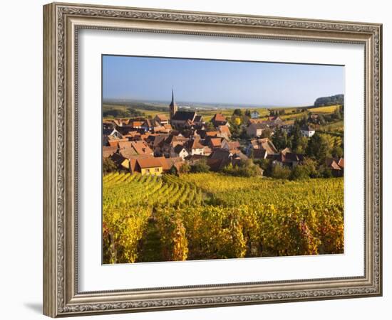 France, Bas-Rhin, Alsace Region, Alasatian Wine Route, Blienschwiller, Town Overview from Vineyards-Walter Bibikow-Framed Photographic Print