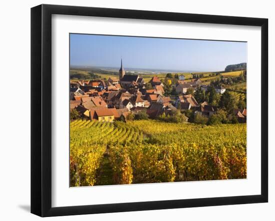 France, Bas-Rhin, Alsace Region, Alasatian Wine Route, Blienschwiller, Town Overview from Vineyards-Walter Bibikow-Framed Photographic Print