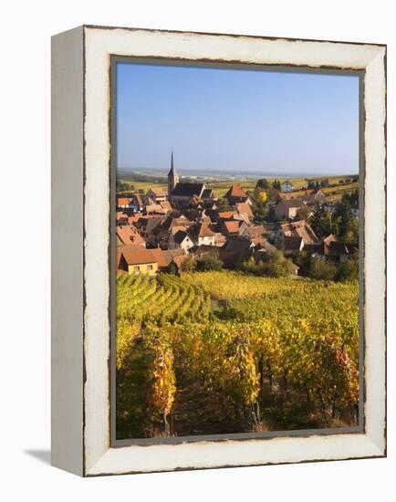 France, Bas-Rhin, Alsace Region, Alasatian Wine Route, Blienschwiller, Town Overview from Vineyards-Walter Bibikow-Framed Premier Image Canvas