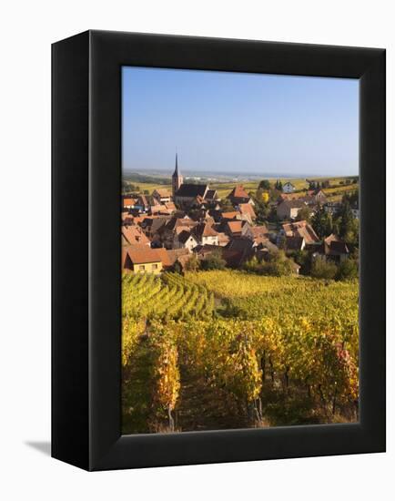 France, Bas-Rhin, Alsace Region, Alasatian Wine Route, Blienschwiller, Town Overview from Vineyards-Walter Bibikow-Framed Premier Image Canvas