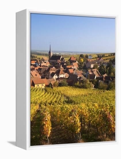 France, Bas-Rhin, Alsace Region, Alasatian Wine Route, Blienschwiller, Town Overview from Vineyards-Walter Bibikow-Framed Premier Image Canvas