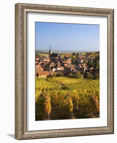 France, Bas-Rhin, Alsace Region, Alasatian Wine Route, Blienschwiller, Town Overview from Vineyards-Walter Bibikow-Framed Photographic Print