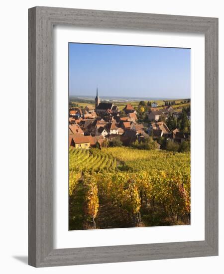 France, Bas-Rhin, Alsace Region, Alasatian Wine Route, Blienschwiller, Town Overview from Vineyards-Walter Bibikow-Framed Photographic Print