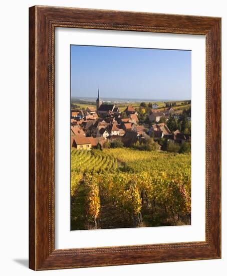 France, Bas-Rhin, Alsace Region, Alasatian Wine Route, Blienschwiller, Town Overview from Vineyards-Walter Bibikow-Framed Photographic Print