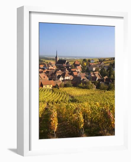 France, Bas-Rhin, Alsace Region, Alasatian Wine Route, Blienschwiller, Town Overview from Vineyards-Walter Bibikow-Framed Photographic Print