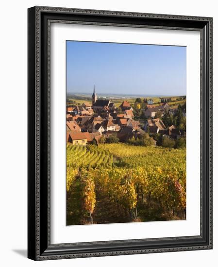 France, Bas-Rhin, Alsace Region, Alasatian Wine Route, Blienschwiller, Town Overview from Vineyards-Walter Bibikow-Framed Photographic Print