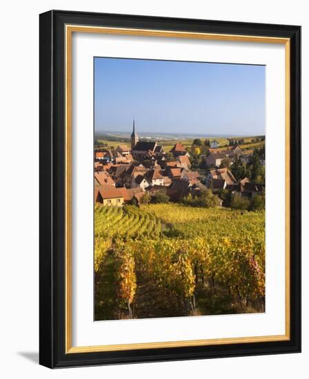 France, Bas-Rhin, Alsace Region, Alasatian Wine Route, Blienschwiller, Town Overview from Vineyards-Walter Bibikow-Framed Photographic Print