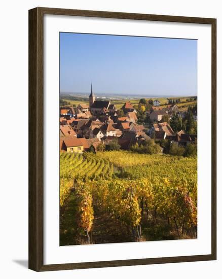 France, Bas-Rhin, Alsace Region, Alasatian Wine Route, Blienschwiller, Town Overview from Vineyards-Walter Bibikow-Framed Photographic Print