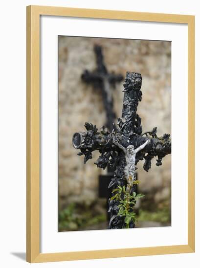 France, Basse-Normandy, Manche, Cemetery of the Abbey Mont-Saint-Michel, Crucifix-Andreas Keil-Framed Photographic Print