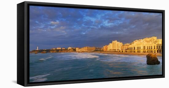 France, Biarritz, Pyrenees-Atlantique, Panorama of Grand Plage at Sunset-Shaun Egan-Framed Premier Image Canvas