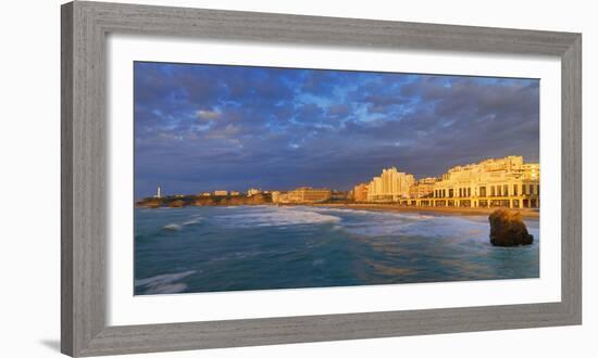 France, Biarritz, Pyrenees-Atlantique, Panorama of Grand Plage at Sunset-Shaun Egan-Framed Photographic Print