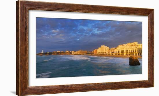 France, Biarritz, Pyrenees-Atlantique, Panorama of Grand Plage at Sunset-Shaun Egan-Framed Photographic Print