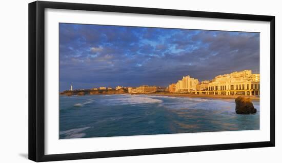 France, Biarritz, Pyrenees-Atlantique, Panorama of Grand Plage at Sunset-Shaun Egan-Framed Photographic Print