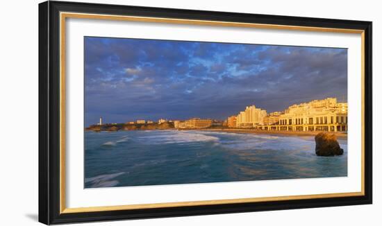 France, Biarritz, Pyrenees-Atlantique, Panorama of Grand Plage at Sunset-Shaun Egan-Framed Photographic Print