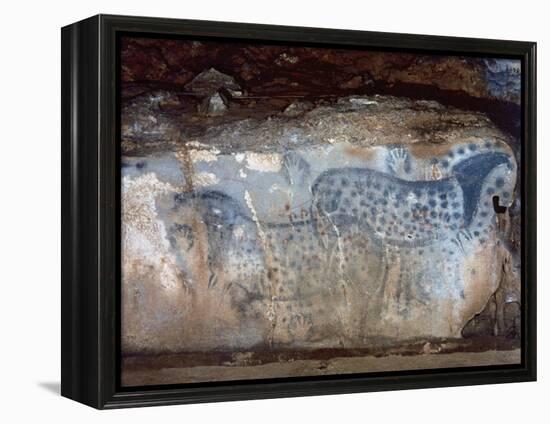 France, Cabrerets, Pech Merle Cave, the Dotted Horse with Black and Red Dotted and Hands-null-Framed Premier Image Canvas