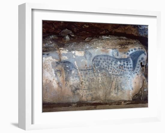 France, Cabrerets, Pech Merle Cave, the Dotted Horse with Black and Red Dotted and Hands-null-Framed Premium Giclee Print
