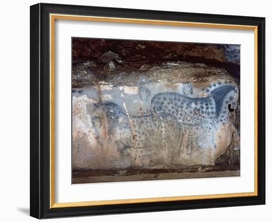 France, Cabrerets, Pech Merle Cave, the Dotted Horse with Black and Red Dotted and Hands-null-Framed Premium Giclee Print