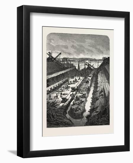 France: Changing the Course of the Seine, View at the Head of the Cut, 1880 1881-null-Framed Giclee Print