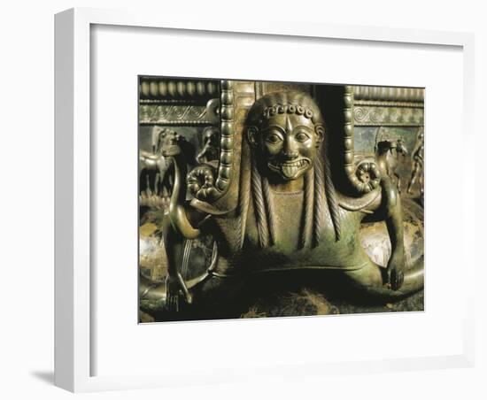 France, Chatillon-Sur-Seine, Detail of Gorgon on Bronze Vix Krater-null-Framed Giclee Print