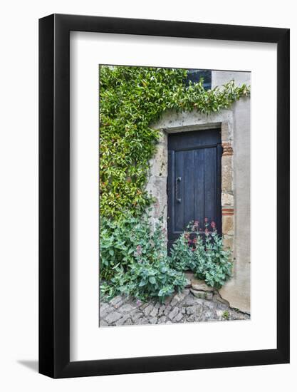 France, Cordes-sur-Ciel. Blue doorway-Hollice Looney-Framed Photographic Print