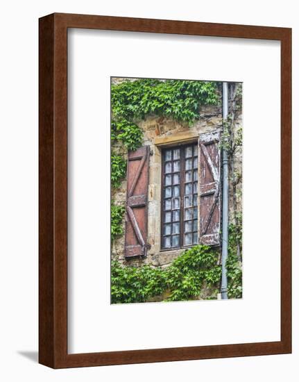 France, Cordes-sur-Ciel. Weathered shutters and window.-Hollice Looney-Framed Photographic Print