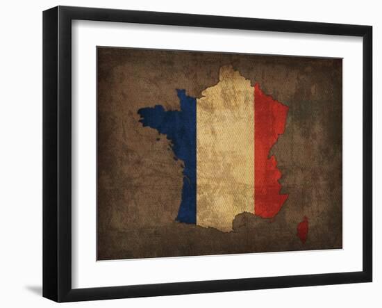 France Country Flag Map-Red Atlas Designs-Framed Giclee Print