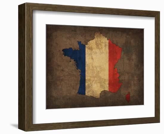 France Country Flag Map-Red Atlas Designs-Framed Giclee Print