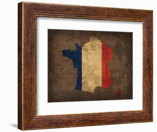 France Country Flag Map-Red Atlas Designs-Framed Giclee Print