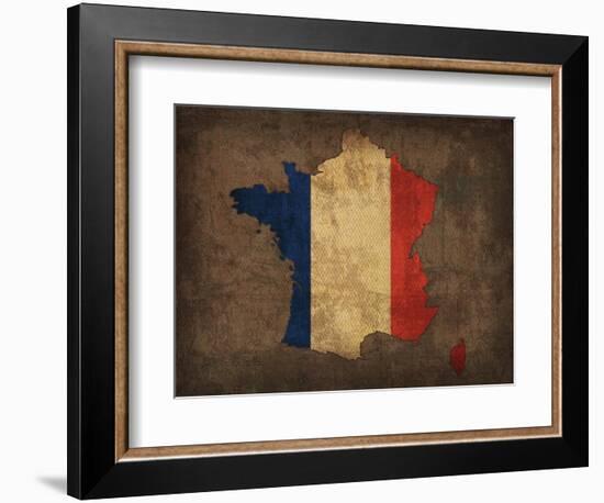 France Country Flag Map-Red Atlas Designs-Framed Giclee Print