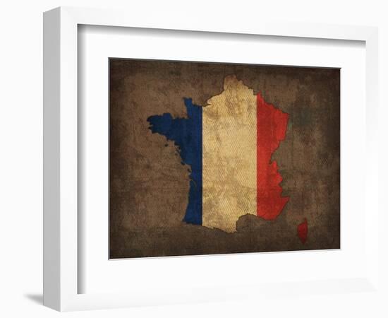 France Country Flag Map-Red Atlas Designs-Framed Giclee Print