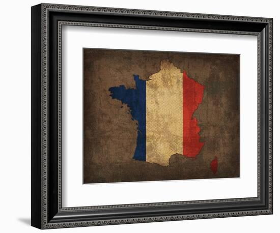 France Country Flag Map-Red Atlas Designs-Framed Giclee Print