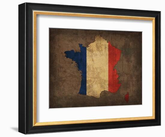 France Country Flag Map-Red Atlas Designs-Framed Giclee Print