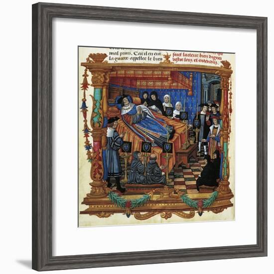 France, Death of King Louis XI, Miniature, 1524, from Memoires-null-Framed Giclee Print