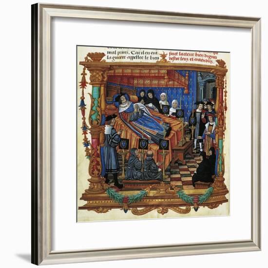 France, Death of King Louis XI, Miniature, 1524, from Memoires-null-Framed Giclee Print