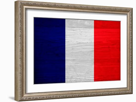 France Flag Design with Wood Patterning - Flags of the World Series-Philippe Hugonnard-Framed Art Print