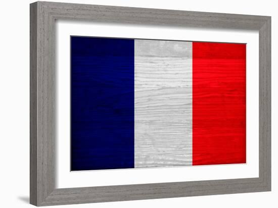 France Flag Design with Wood Patterning - Flags of the World Series-Philippe Hugonnard-Framed Art Print