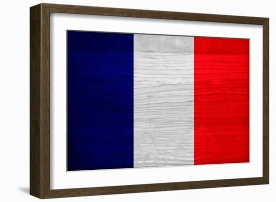 France Flag Design with Wood Patterning - Flags of the World Series-Philippe Hugonnard-Framed Art Print