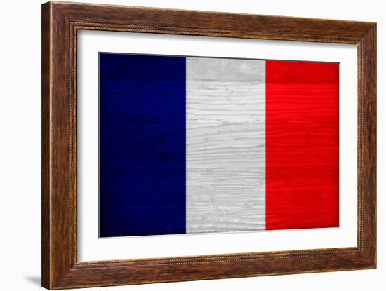 France Flag Design with Wood Patterning - Flags of the World Series-Philippe Hugonnard-Framed Art Print