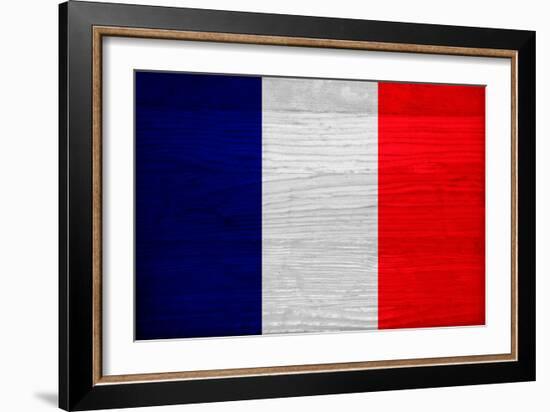 France Flag Design with Wood Patterning - Flags of the World Series-Philippe Hugonnard-Framed Art Print