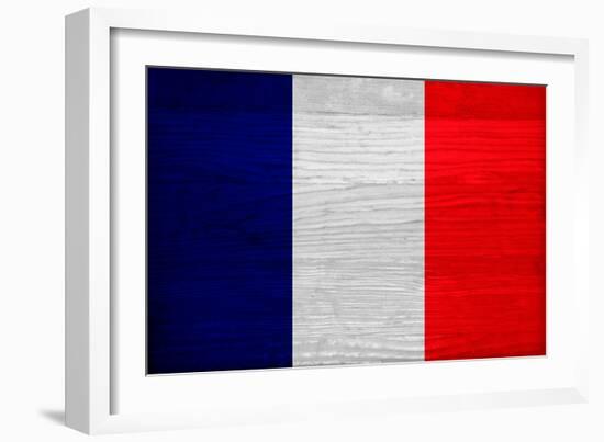 France Flag Design with Wood Patterning - Flags of the World Series-Philippe Hugonnard-Framed Art Print