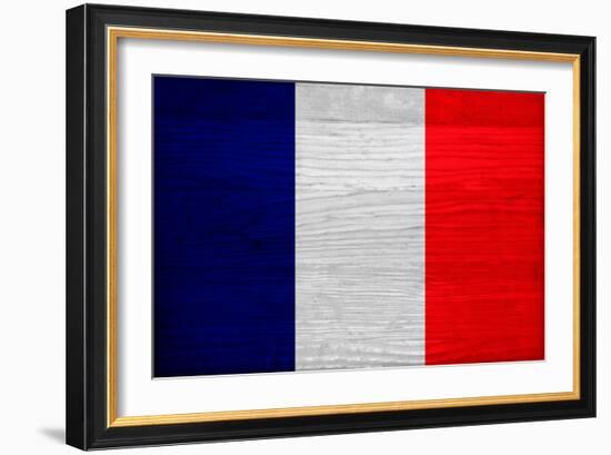 France Flag Design with Wood Patterning - Flags of the World Series-Philippe Hugonnard-Framed Art Print