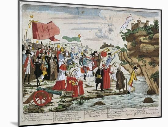 France, French Revolution, Caricature of Emigrants Crossing the Rhine-null-Mounted Giclee Print