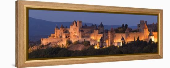 France, Languedoc-Rousillon, Carcassonne; the Fortifications of Carcassonne at Dusk-Katie Garrod-Framed Premier Image Canvas