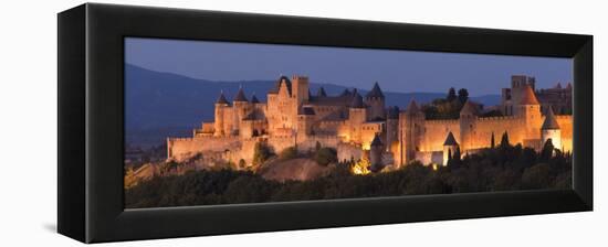 France, Languedoc-Rousillon, Carcassonne; the Fortifications of Carcassonne at Dusk-Katie Garrod-Framed Premier Image Canvas