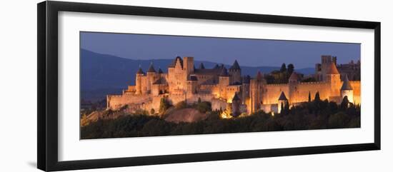 France, Languedoc-Rousillon, Carcassonne; the Fortifications of Carcassonne at Dusk-Katie Garrod-Framed Photographic Print