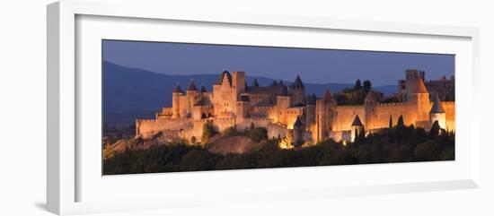 France, Languedoc-Rousillon, Carcassonne; the Fortifications of Carcassonne at Dusk-Katie Garrod-Framed Photographic Print