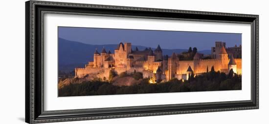 France, Languedoc-Rousillon, Carcassonne; the Fortifications of Carcassonne at Dusk-Katie Garrod-Framed Photographic Print