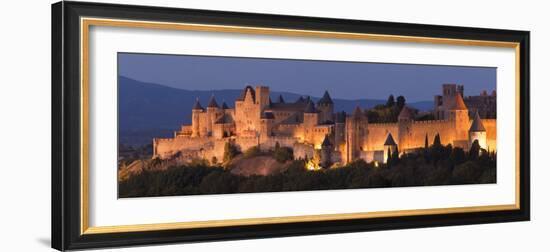 France, Languedoc-Rousillon, Carcassonne; the Fortifications of Carcassonne at Dusk-Katie Garrod-Framed Photographic Print